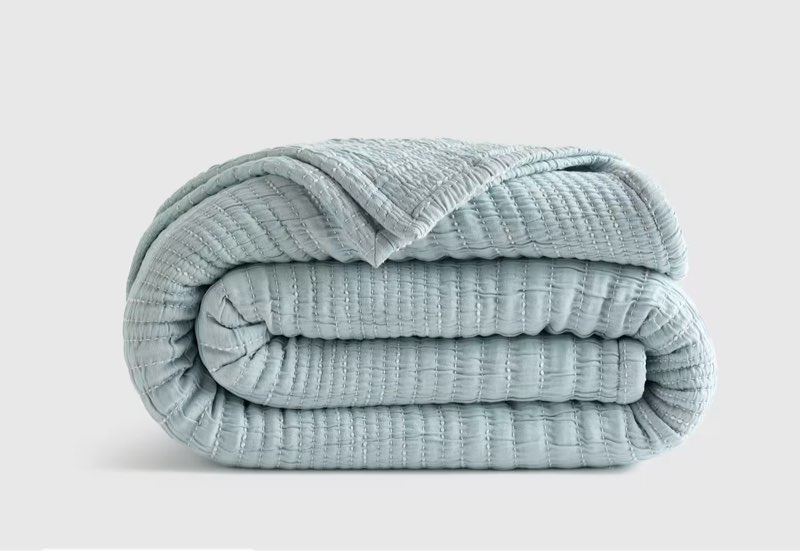 Organic Cotton Channel Stitch Coverlet 108X92 inchs
