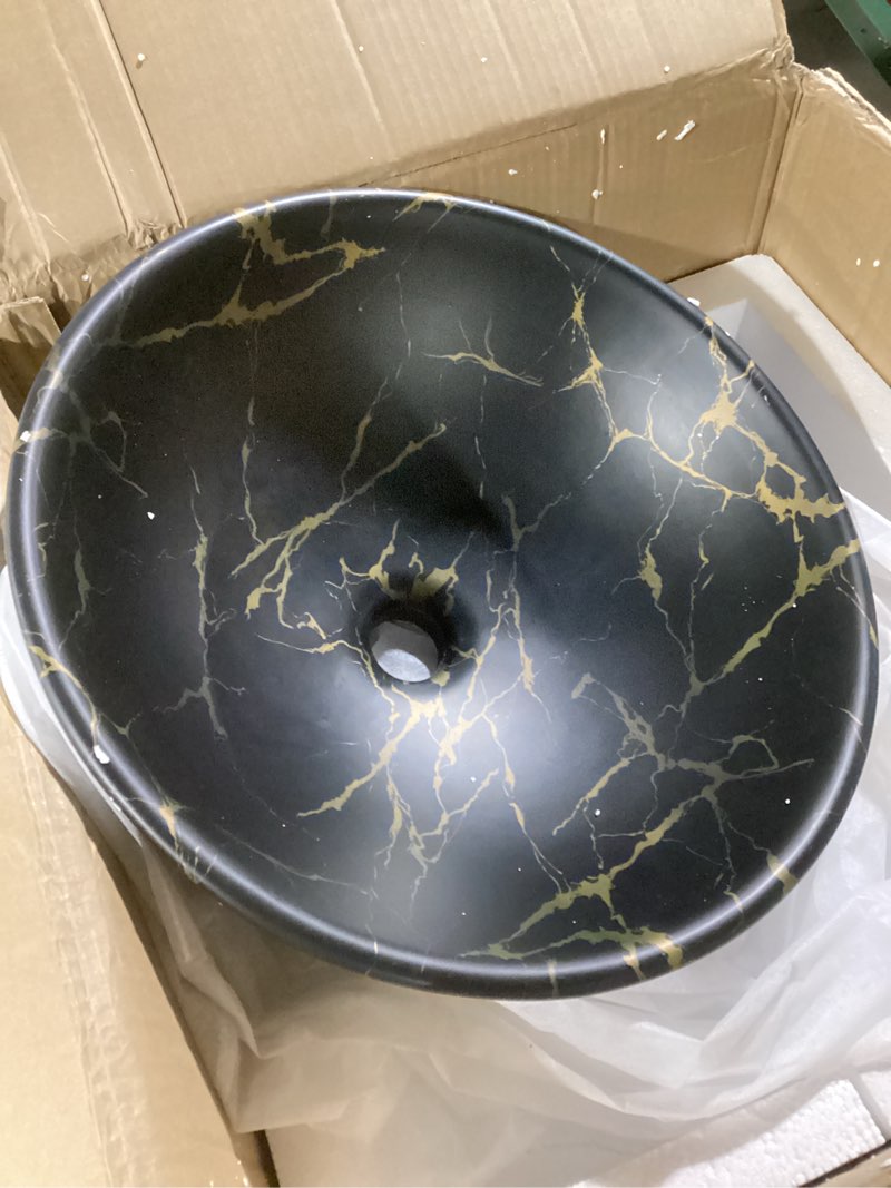 Condition photo showing Good Condition for lordear round vessel sink 16 x16 inch modern above counter bathroom sink white porcelain ceramic vanity art basin 16x16x7.5 inch 16"x16" - round white