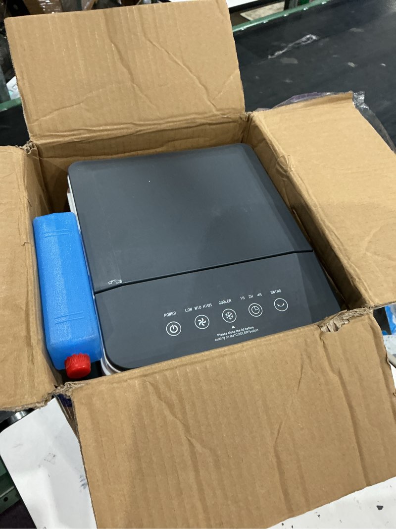 Condition photo showing As Is for portable air conditioners, portable ac unit, evaporative air cooler w/1.6 gal water tank, 3 speeds, 60°oscillation, windowless air conditioner w/7.5h timer, swamp cooler for room home office white