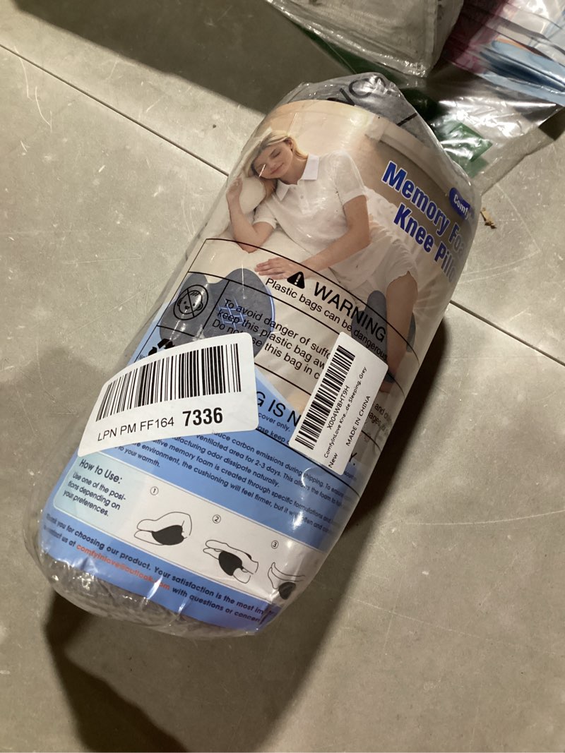 Condition photo showing New/Like New for Knee Pillow for Side Sleepers, High-Density Memory Foam Leg Pillow for Side Sleeping, Heart-Shaped Design for Knees, Hips & Spinal Alignment, Grey