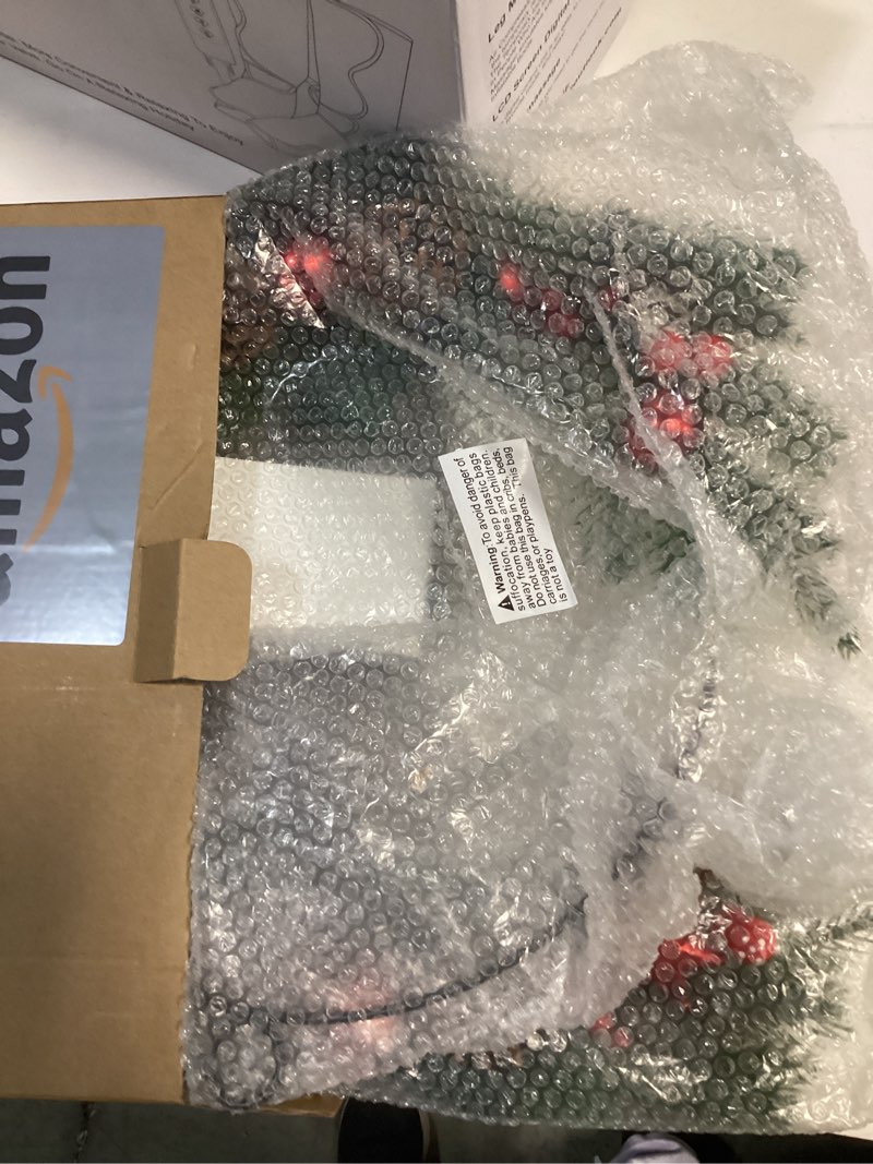 Condition photo showing Good Condition for DRomance Christmas Wreaths Flameless Flickering Candle with Remote and Timer, 2 Pack Battery Operated LED Candle Christmas Wreaths Front Door Window Holiday Decor(17" x 15") D-Christmas Wreaths Candle