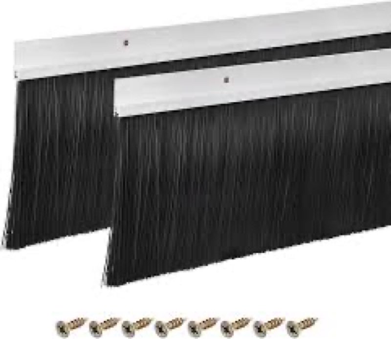 uxcell 2Pcs Door Brush Bottom Sweep H-Shape Aluminum Alloy Base with 4.7-inch Nylon Brush for Home, 