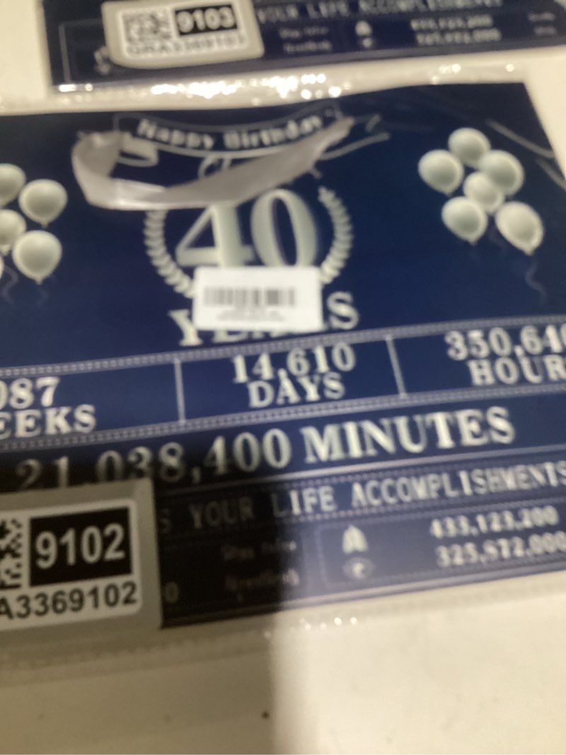 Condition photo showing New/Like New for Large 50th Birthday Gift Bag - Anniversary 1975 Retro Theme with Greeting Card & Tissue Paper - Blue Silver 50 years old Decor for Husband, Wife, Men & Women - Reusable Keepsake 50th Party Supplies