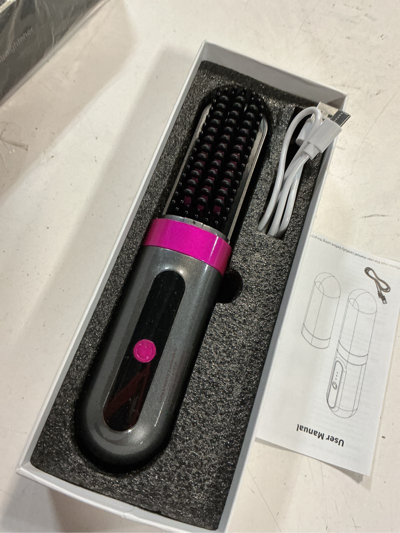 Condition photo showing As Is for Go Brush Pro 2026 Cordless Hair Straightener Brush, 300M Negative Ionic Anti-Frizz, MCH Fast Heating