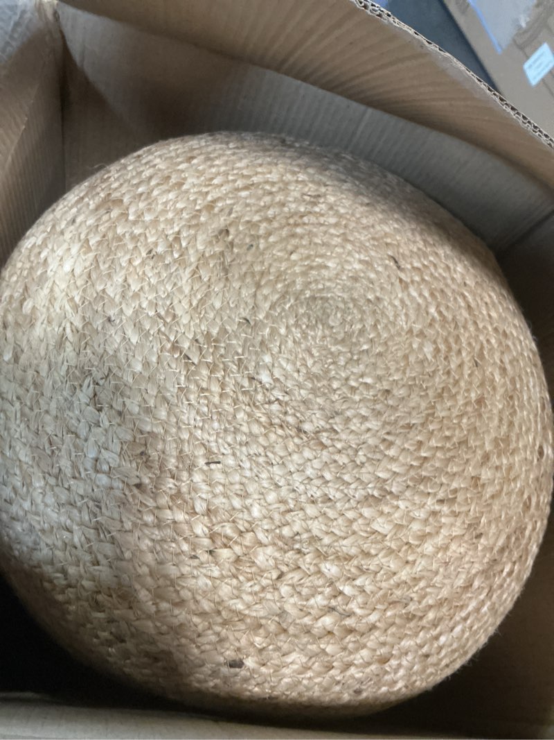 Condition photo showing Good Condition for frelish decor pedestal pouf ottoman hand braided 100% jute pouf foot stool |foot rest for couch living room bedroom - extra seat for patio (16" diameter x 18" height) - natural jute