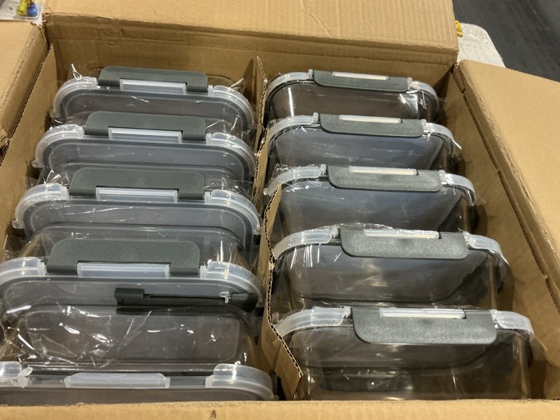 Condition photo showing Good Condition for KOMUEE 10 Packs 30 oz Glass Meal Prep Containers,Glass Food Storage Containers with Lids,Airtight Lunch Bento Boxes,Microwave,Freezer and Dishwasher,Gray