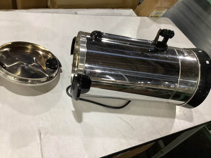 Condition photo showing As Is for **untested** sybo sr-cp-50b commercial grade stainless steel percolate coffee maker hot water urn for catering, 50-cup 8 l, metallic 8l metallic