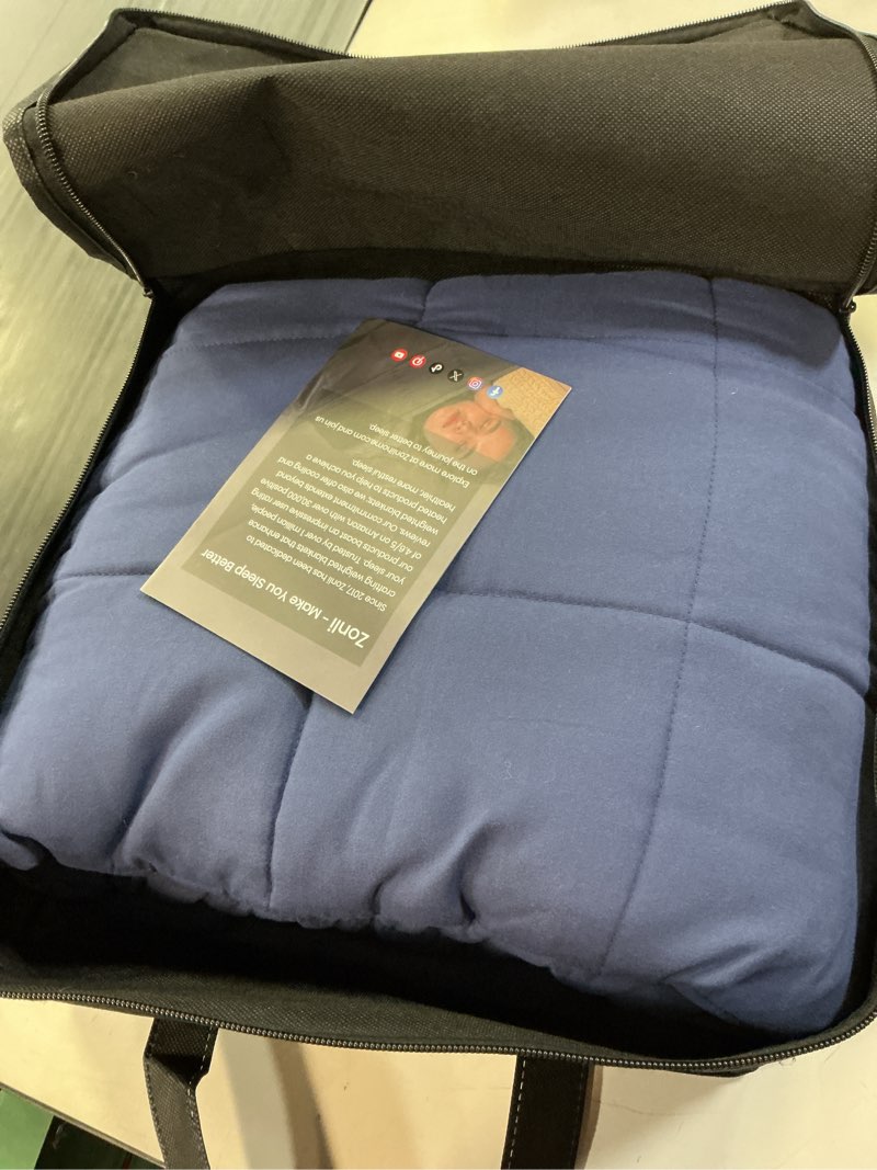 Condition photo showing Good Condition for zonli weighted blanket for adults (48"x72", 15lbs, dusk blue) twin size high breathability cooling heavy blanket, soft material with premium glass beads, all-season, easy care dusk blue 48"x72",15lbs