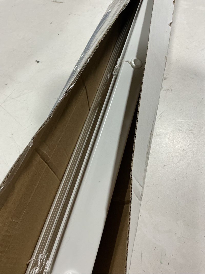 Condition photo showing As Is for cordless 1 inch window blinds, mirrotek cordless blinds light filtering mini blinds (27\" x 64\") 64\"w x 27\"h white