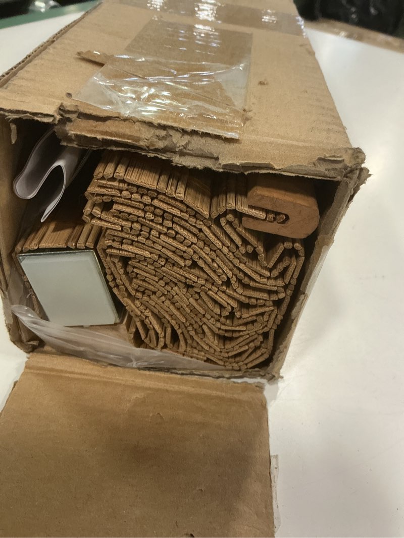 Condition photo showing Good Condition for LazBlinds No Tools No Drill Cordless Bamboo Roman Shades, Light Filtering Window Treatment, Roll Up Bamboo Blinds for Window 35'' W x 64'' H, Squirrel Squirrel 35'' W x 64'' H