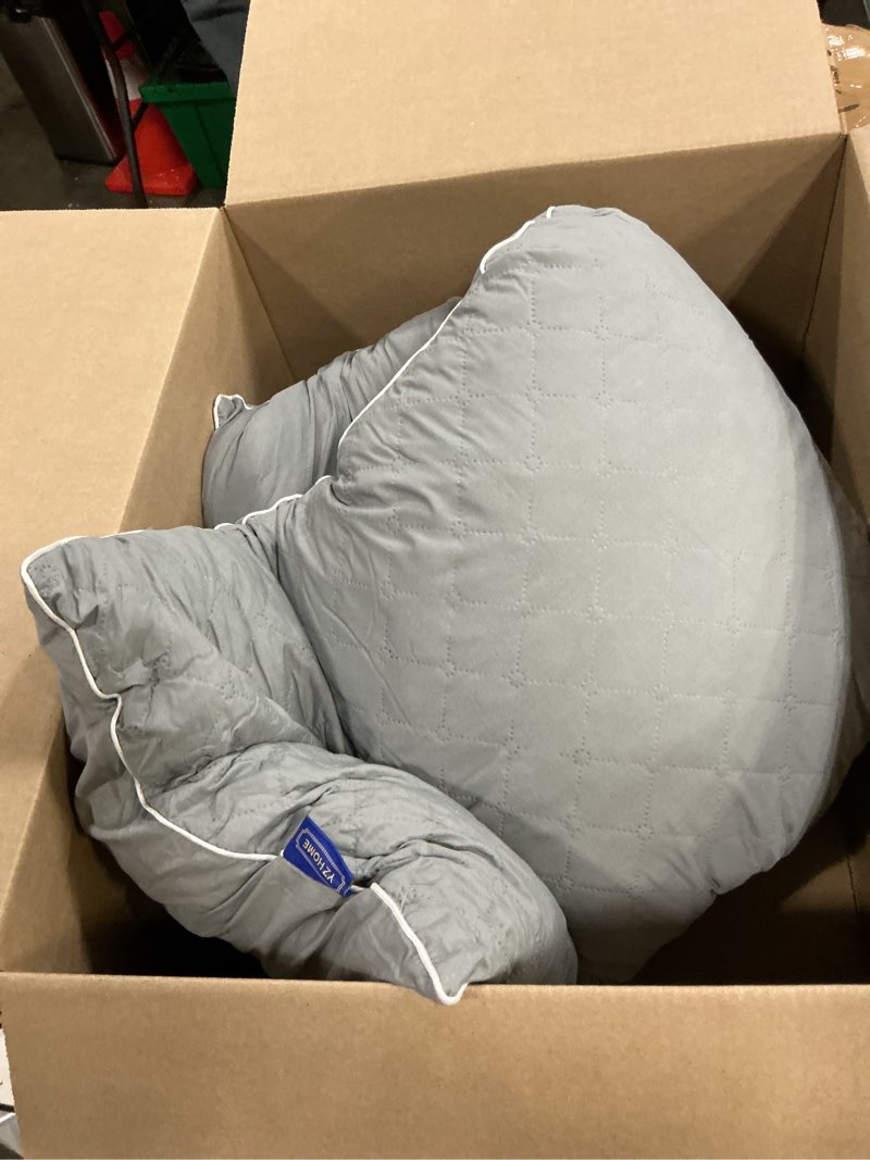 Condition photo showing As Is for yz home cooling body pillow for adults- pillow insert with shredded blue memory foam, soft support for side sleepper, pregnant women, back pain relief, washable pillowcase (20x54 inch, grey)