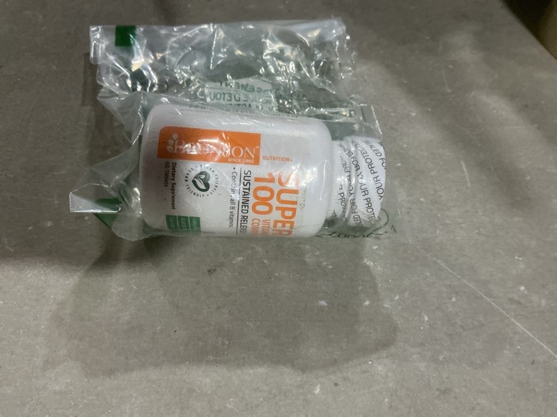 Condition photo showing New/Like New for bronson super b100 vitamin b complex sustained release contains all b vitamins (vitamin b1, b2, b3, b6, b9 - folic acid, b12), 60 tablets unflavored 60 count (pack of 1)