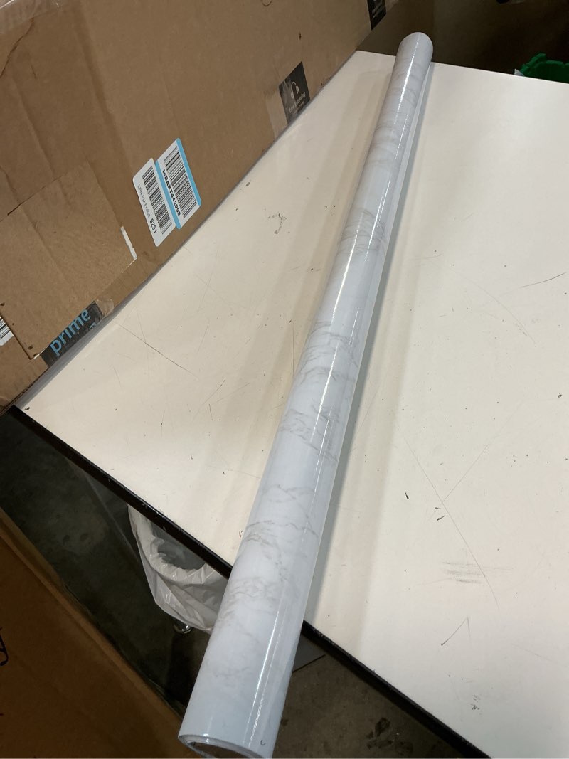 Condition photo showing Good Condition for (36 wide, indefinite length)Matte White Marble Countertop Contact Paper Peel and Stick Marble Wallpaper Waterproof Removable Self-Adhiesve Marble Vinyl Wrap for Bathroom Kitchen Cabinet Table Walls Covering\"