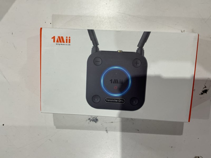 Condition photo showing As Is for 1mii b06tx bluetooth 5.3 transmitter for tv to wireless headphone/speaker, bluetooth adapter for tv w/volume control, aux/rca/optical/coaxial audio inputs, plug n play, aptx low latency & hd