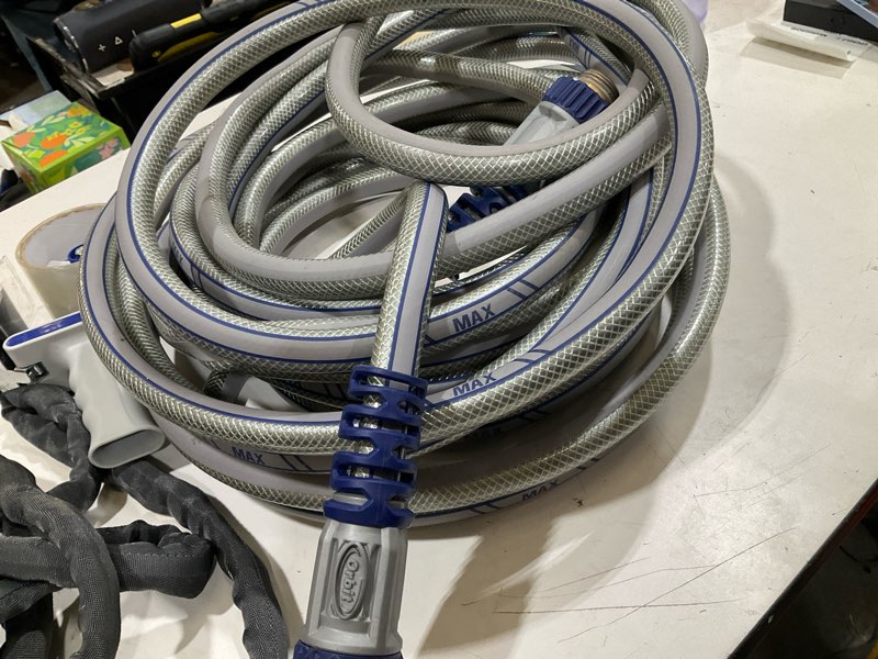 Condition photo showing As Is for orbit max 50-foot by 5/8-inch professional grade garden hose,
