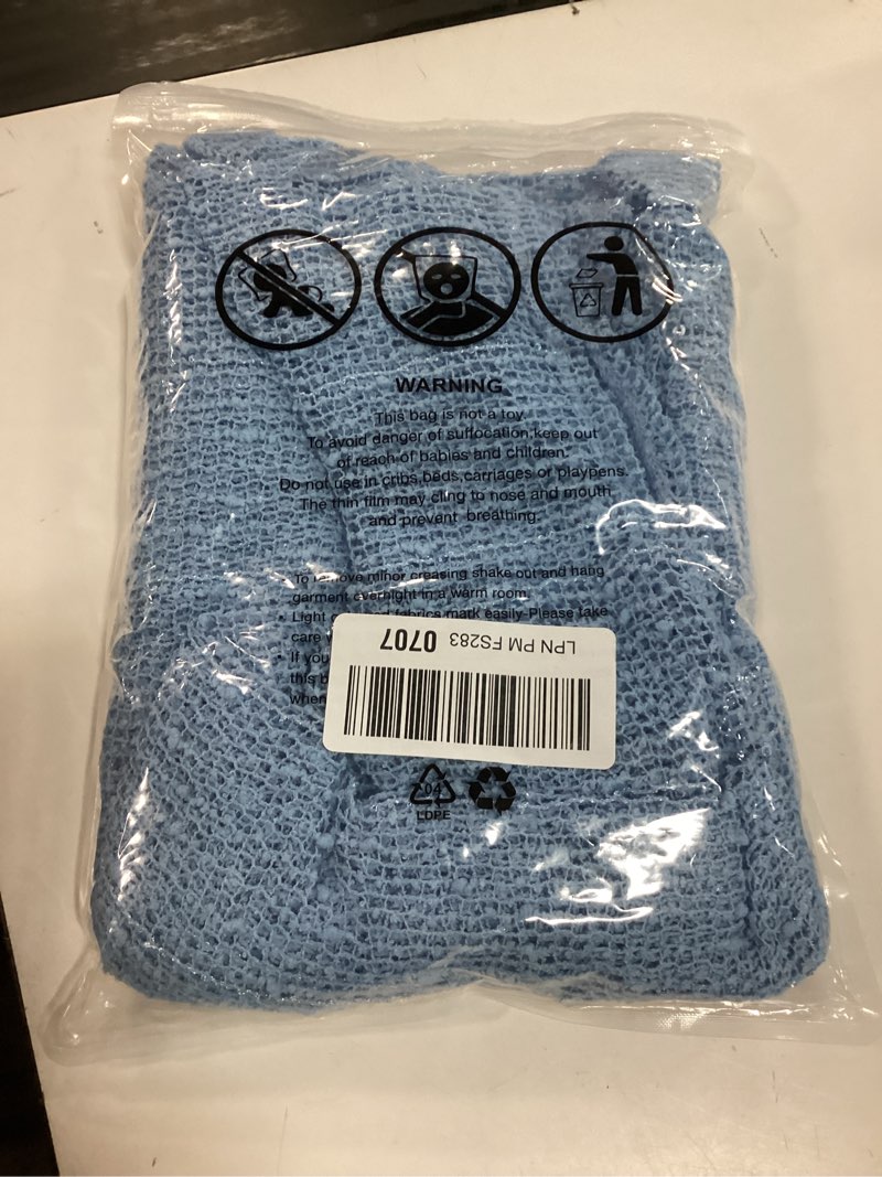 Condition photo showing New/Like New for lilosy sexy crochet sheer kaftan caftan beach dress bathing suit swim coverup summer vacation outfits one piece xx-large light blue