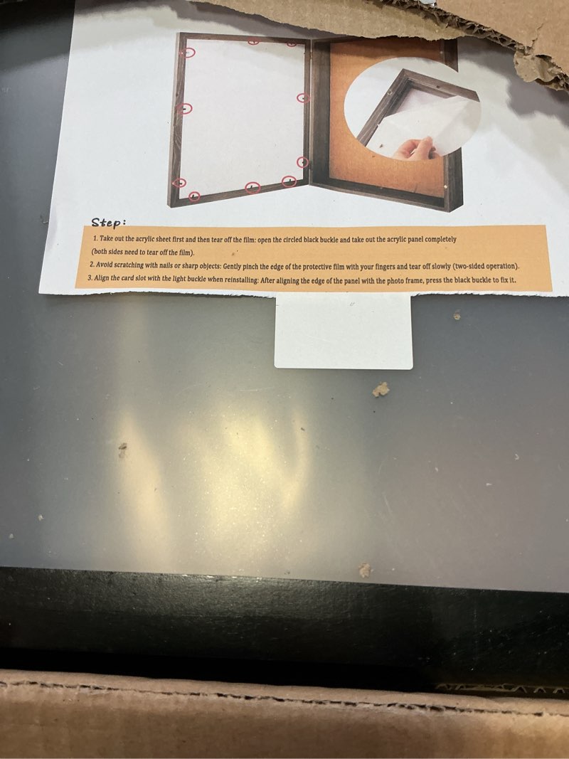 Condition photo showing Good Condition for 16x16x6 extra deep shadow box, exterior depth 6in extra large shadow boxes display cases for pictures, for displaying photo souvenir collection?black?