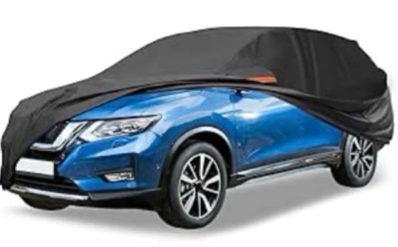 A ABSOPRO Full Exterior Cover with Driver Door Zipper Car Cover Waterproof All Weather for Nissan X-