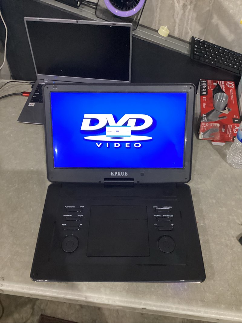 Condition photo showing Good Condition for 18” portable dvd player with 15.6-inch 1080p swivel screen, hdmi input, large matte monitor protect eyes, 4-hour battery life, region free, support multi-disc, type-c, usb&sd card for road trip
