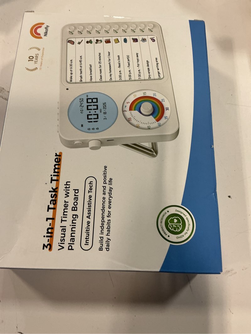 Condition photo showing New/Like New for 3-in-1 visual timer & adhd tool for kids – adhd task timer for adults with visual schedule, chore chart & planning board for home, school, classroom, work (white)