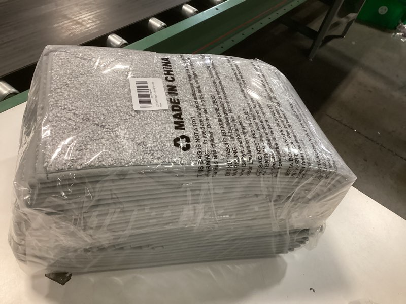 Condition photo showing New/Like New for COSY HOMEER Edging Stair Treads Non-Slip Carpet Mat 28inX9in Indoor Stair Runners for Wooden Steps, Edging Stair Rugs for Kids and Dogs, 100% Polyester TPE Backing (15pc, Grey) Grey 28 x 9 inches (15 pieces)