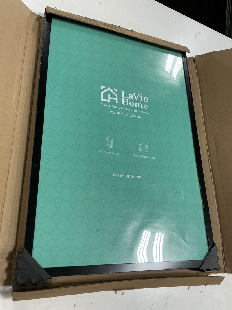 Condition photo showing New/Like New for lavie home 12x18 picture frame 2 pack, display pictures 12 x 18 poster frame, 12x18 black photo frame with hd plexiglass, display frame for vertical or horizontal, classic collection