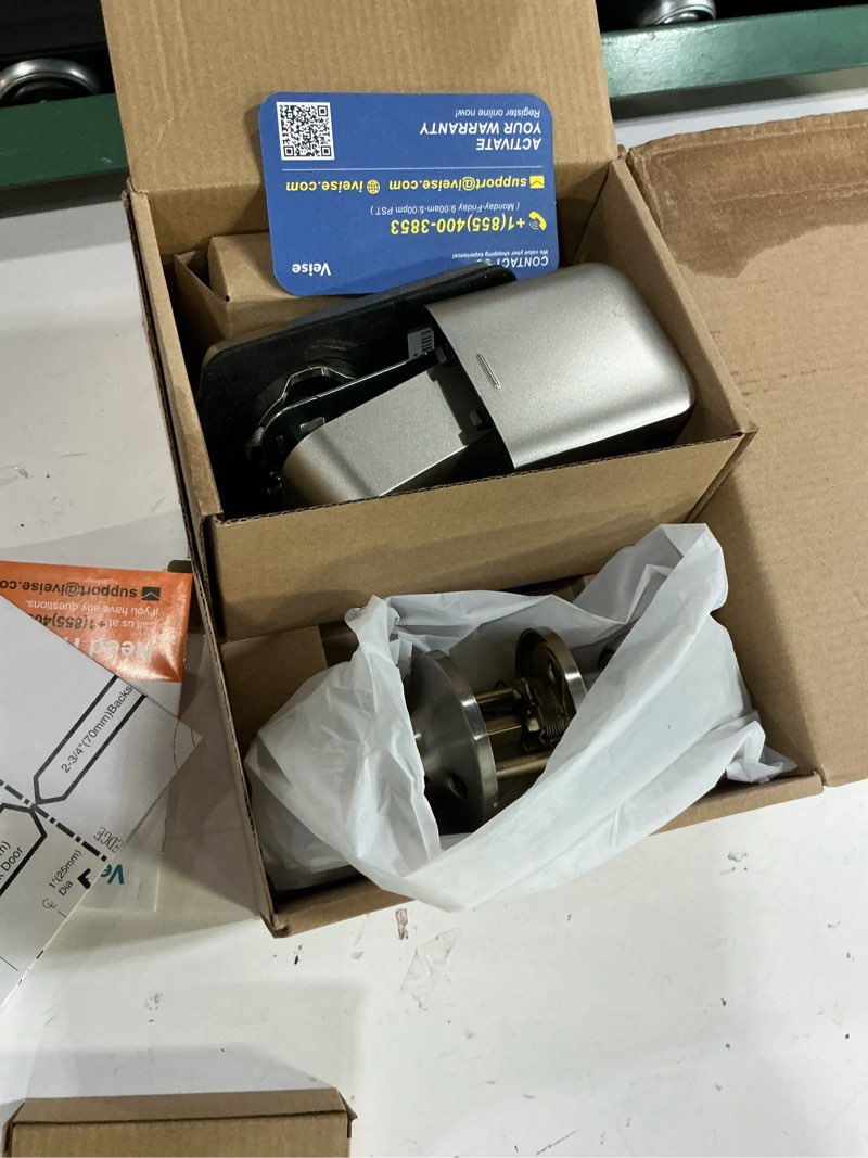 Condition photo showing As Is for veise keyless entry door lock with 2 knobs, electronic backlit keypad deadbolt with handle set, auto lock, one-time codes, smart deadbolt for front door, easy installation, satin nickel satin nickel knob