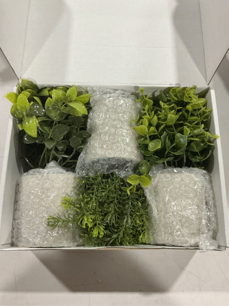 Condition photo showing Good Condition for der rose 3 pack mini potted fake plants artificial plastic eucalyptus plants topiaries for home office desk farmhouse shelf room bathroom decor(green)