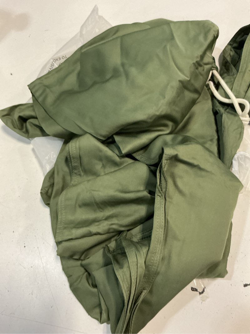 Condition photo showing As Is for quince bamboo sheet set, olive, twin