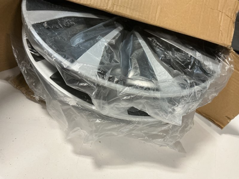 Condition photo showing New/Like New for Hubcap Wheel Covers Replacement Size R15 Hub Caps Universal-Fit Steel Wheel Rims Cover ABS Tire Cap for Most Cars Trucks Sedans SUV -Set of 4?15-inch?Silver-Black? TT-Silver-Black 15-inch
