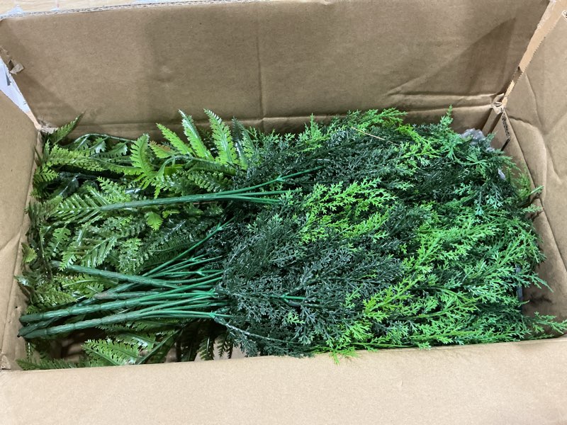 Condition photo showing Good Condition for grooy artificial fern topiary ball with ground spike, set of 2 realistic boston fern plants shrub, fake uv resistant evergreen bushes tree for porch garden indoor outdoor decor