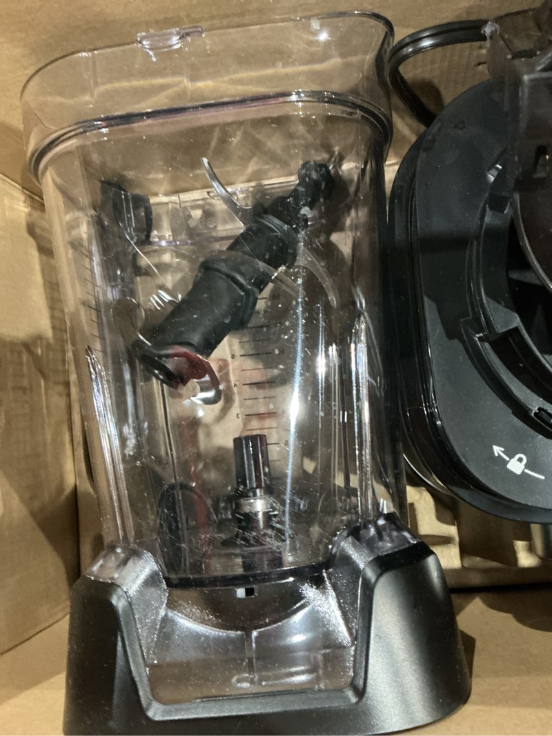 Condition photo showing As Is for ninja blender | best for smoothies, frozen drinks, shakes, veggie chopper & more | 72 oz. full size pitcher | blender for kitchens |1800 watt | black | tb201 power blender