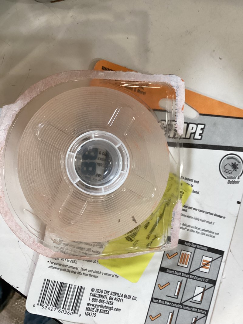 Condition photo showing Good Condition for gorilla 150 in. l x 1 in. w double-sided mounting tape
