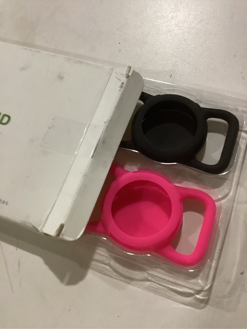 Condition photo showing New/Like New for Waterproof Airtag Dog Collar Holder, Silicone & ABS Airtag Holder for Dog & Cat Collars, Ultra-Durable, Lightweight and Protective Airtag Case (Black & Rose, Regular) Regular Black & Rose