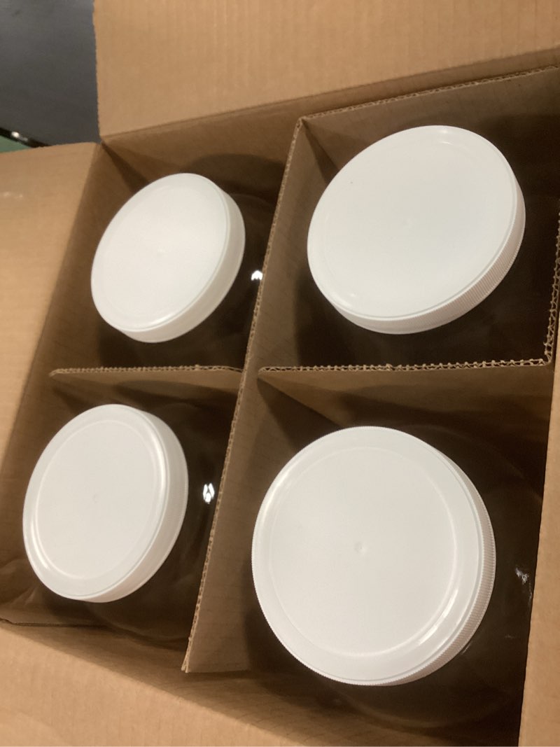 Condition photo showing New/Like New for kitchentoolz 1 gallon glass jar wide mouth with airtight foam lined plastic lid - large mason jar for fermenting kombucha kefir - storing and canning (4) clear pack of 4