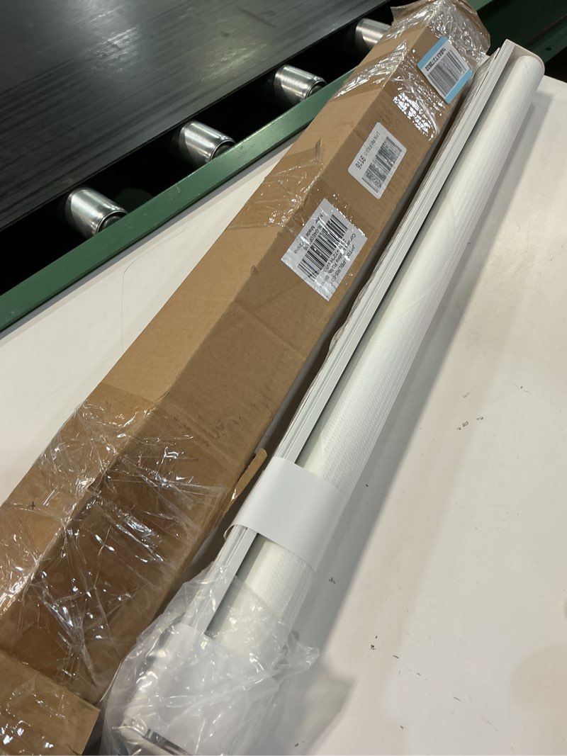 Condition photo showing As Is for lazblinds no drill cordless zebra blinds for indoor windows, dual layer light control roller shades for day and night, light filtering sheer shades for home, 20" w x 48" h, white white 20" w x 48" h