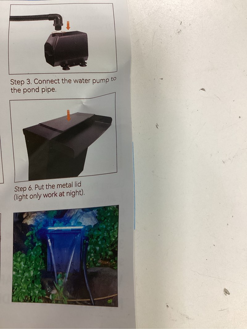 NFESOLAR Pond Waterfall Spillway with Pump Kit, Large 11.8" W 13.4" H Capacity Stainless Pond Waterf