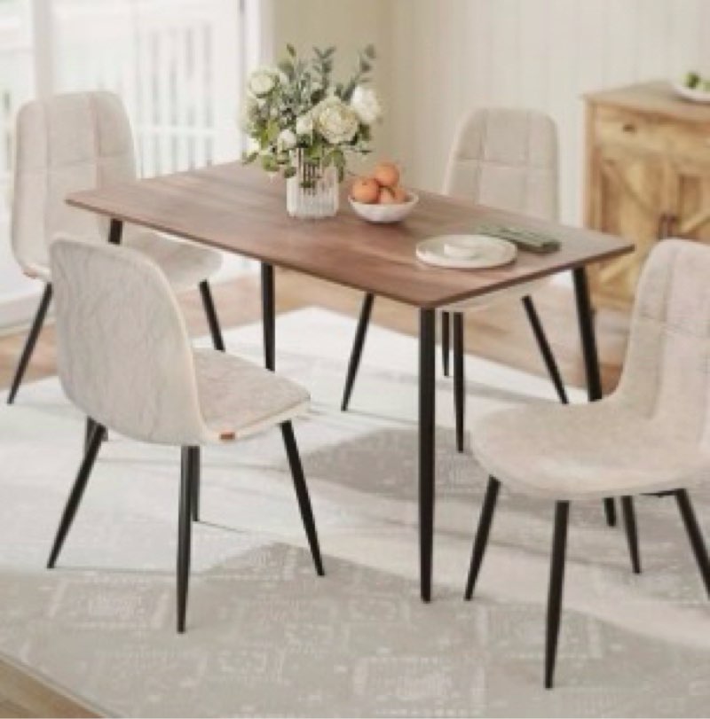 vasagle dining chairs, set of 4 dining room chairs, metal frame, adjustable feet, easy to clean, che
