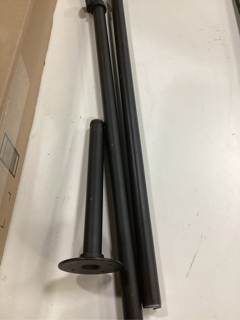 Condition photo showing As Is for 54” Wall Mounted Clothes Rack, Industrial Pipe Black Iron Garment Bar, Heavy-Duty Detachable Clothing Rod, Multi-Purpose Metal Wall display Hanging Pole for Closet Storage, Laundry Room 2 Base 54'' 1 Pcs