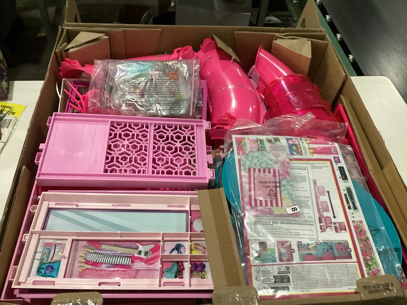 Condition photo showing New/Like New for Barbie Dreamhouse, Pool Party Doll House with 75+ Pieces and 3-Story Slide, House Playset, Pet Elevator and Puppy Play Areas
