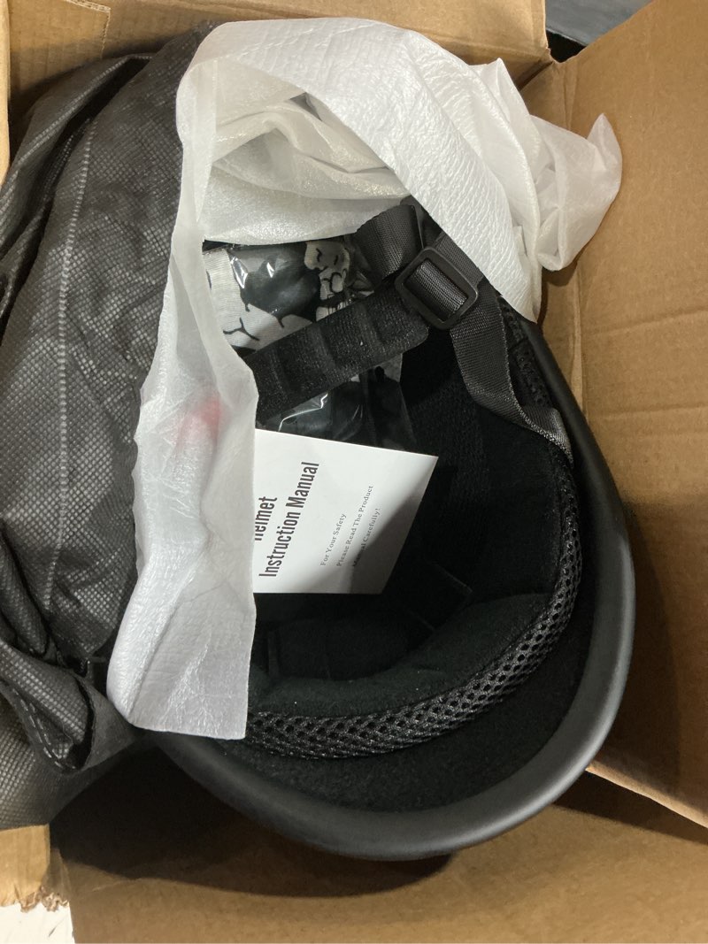 Condition photo showing New/Like New for yesmotor vintage motorcycle half helmet - lightweight low profile open-face half-face helmet – dot approved matte black large