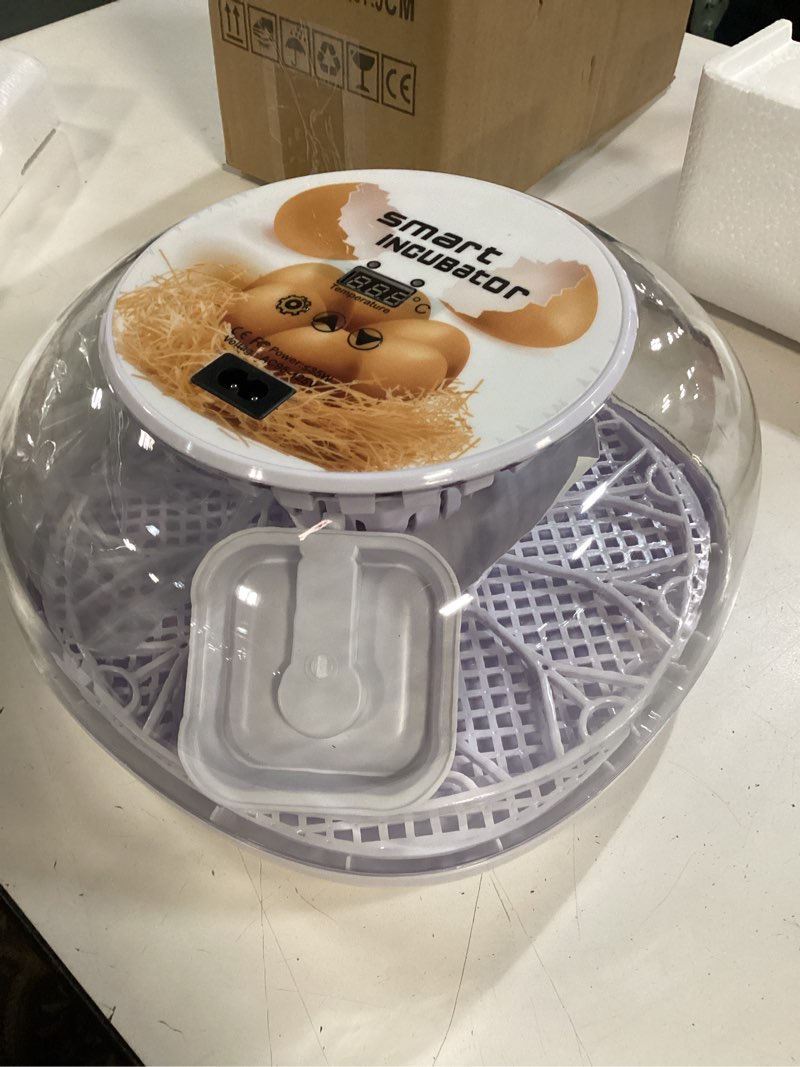 Condition photo showing New/Like New for incubators for hatching eggs, chicken waterer cups, automatic egg turner holds 12 eggs, smart incubator 360° clear window with temperature display egg candler for small poultry chickens ducks quails white