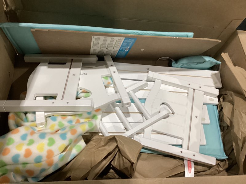 Condition photo showing Good Condition for *missing hardware* melissa & doug mine to love wooden play bunk bed for dolls up to 18 inches-stuffed animals - white (2 beds, 17.4”h x 9.1”w x 20.7”l assembled and stacked)