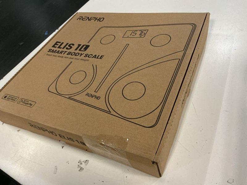 Condition photo showing New/Like New for renpho scale for body weight 500 lbs, extra-high capacity smart bathroom scale with ultra wide platform 12 x 12 inches, body fat scale with large led display, health monitor sync app, elis 1 l grey-black 12"/300mm