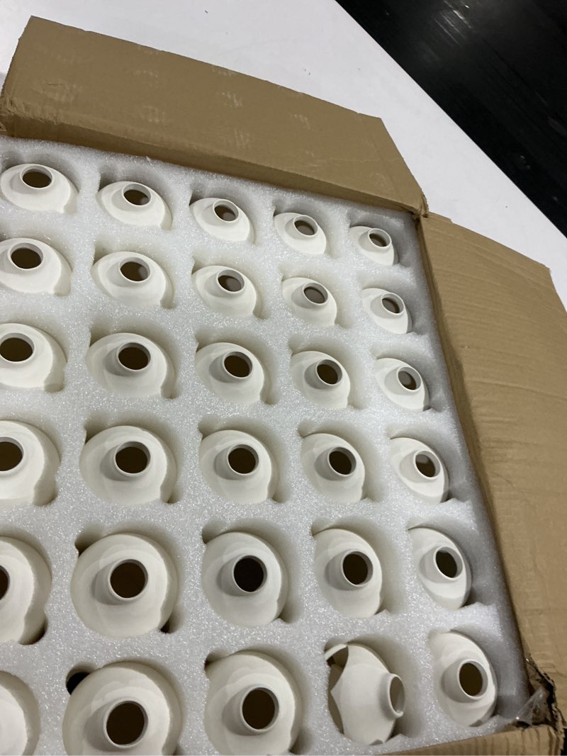 Condition photo showing As Is for tioncy 30 set 3.9"*2.76" white ceramic bud vases bulk valentine's day decoration boho wedding centerpieces white ceramic vases for dry flowers pampas grass home diy wedding table decor (stylish) 3.9"*2.76" stylish 30
