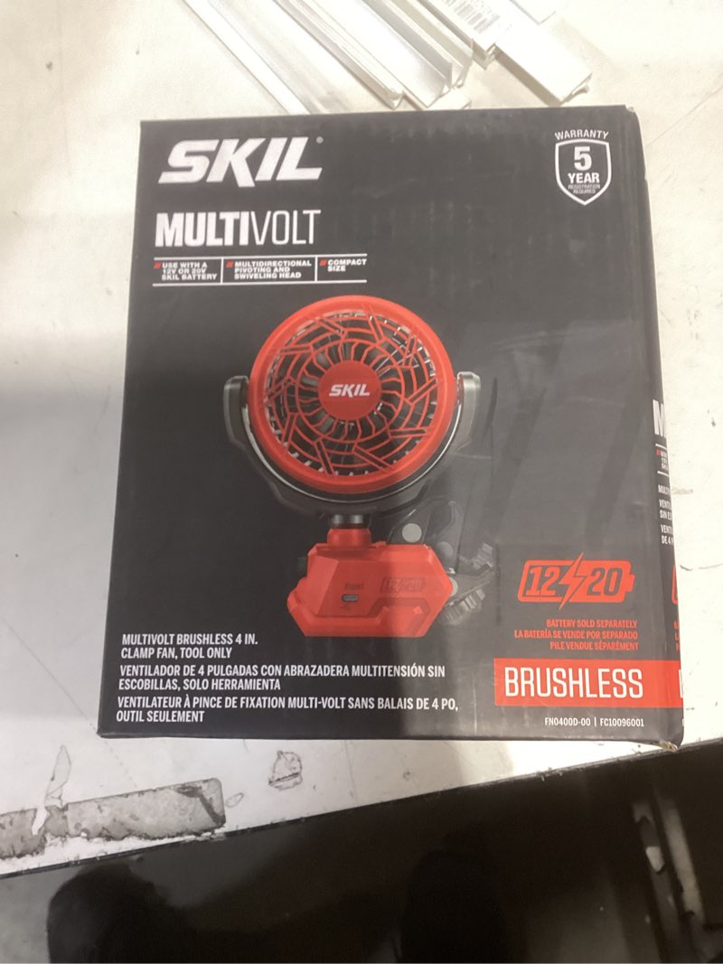 Condition photo showing As Is for SKIL 4-in 12 -Volt 2 -Speed Indoor/Outdoor Red Personal Fan