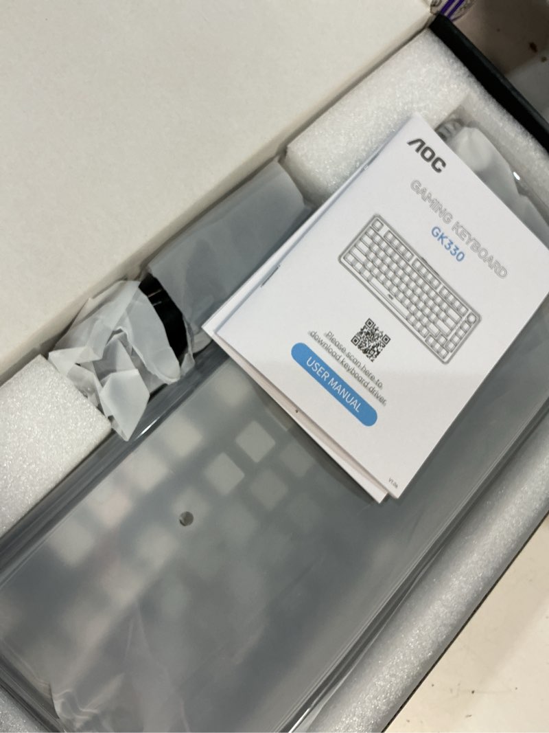 Condition photo showing Good Condition for aoc gk330 gaming keyboard, hot swappable wireless mechanical keyboard support bt/2.4ghz/usb-c, rgb backlit, pre-lubed reaper switches, anti-ghosting, 75% gasket custom keyboard with five-layer padding black