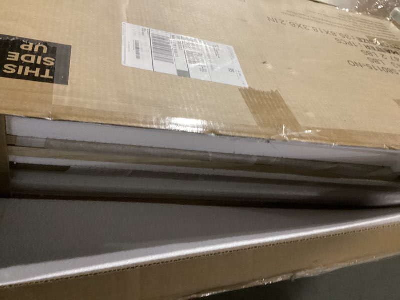 Condition photo showing As Is for Sideboard Buffet Storage Cabinet - Wood Cabinets with Adjustable Shelves Fluted Doors, Anti-Tip Console Table for Kitchen Dining Living Room or Entryway Hallway, Easy Assembly, Natural Natural 15"Dx31.5"Wx31.1"H