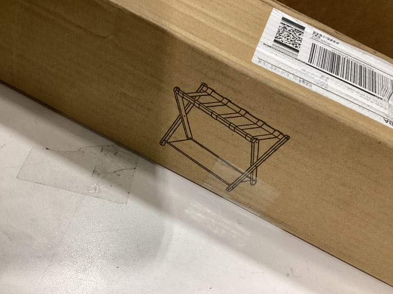 Condition photo showing New/Like New for Smuxee Natural Bamboo Luggage Rack for Guest Room, Foldable Suitcase Stand with Storage Shelf, Easily Assembled Luggage Stand with 5 Nylon Straps for Guest Room Bedroom Hotel Natural 1PCS