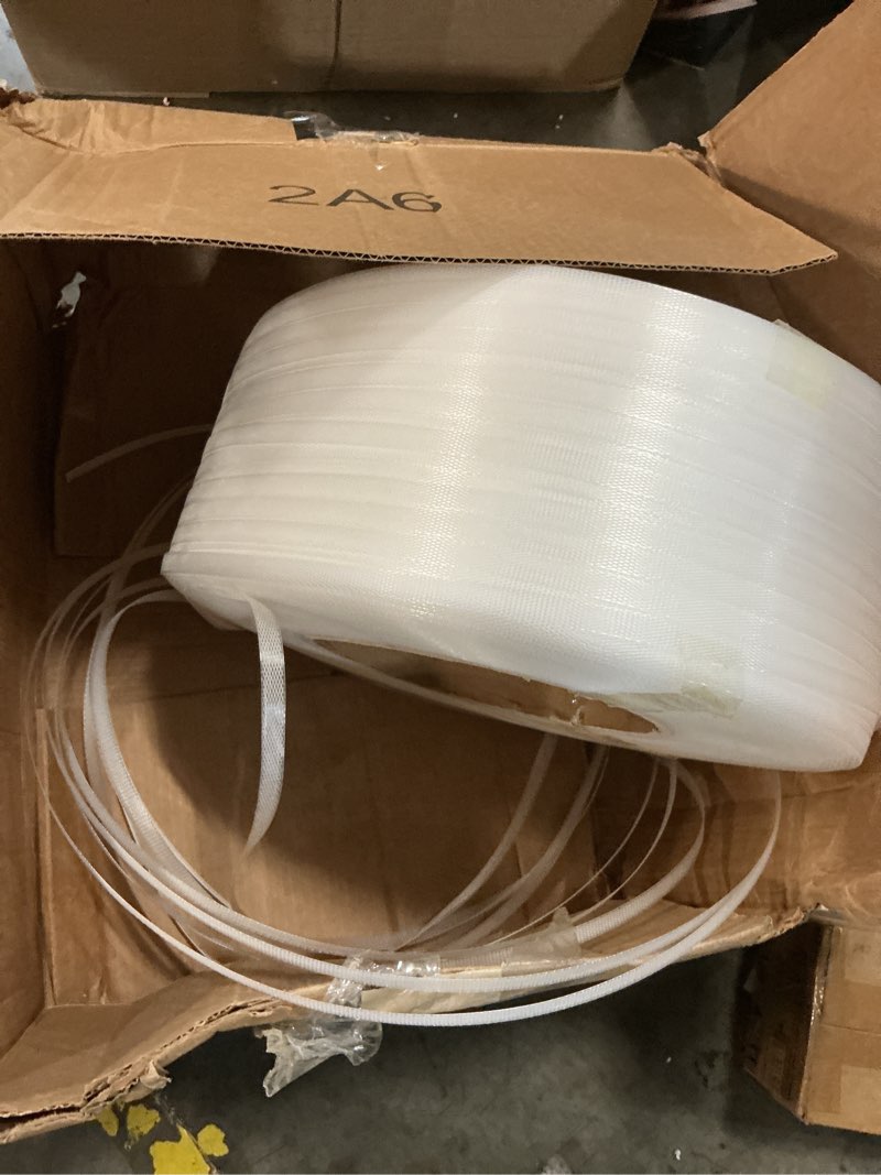 Condition photo showing As Is for U.S. Solid 1/2 inch x 5480 Ft Hand Grade Polypropylene PP Strapping Roll of 8" Core Size, 400 lbs Break Strength Packing Straps